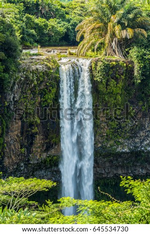 Chamarel Waterfall in the tropical island jungle of Mauritius