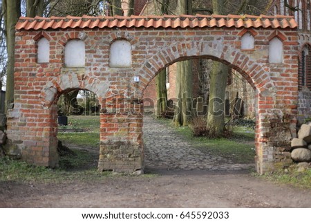 Portal of cemetery in Gross Kiesow, Mecklenburg-Vorpommern, Germany.