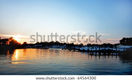 Sunset at a marina