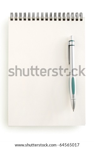 notebook and pen isolated on white