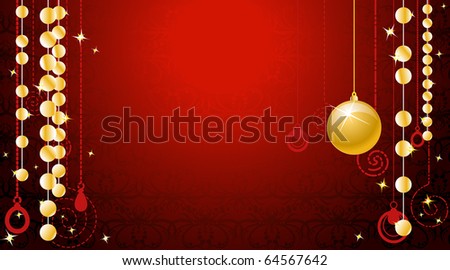 red ornamental wallpaper with gold christmas ball