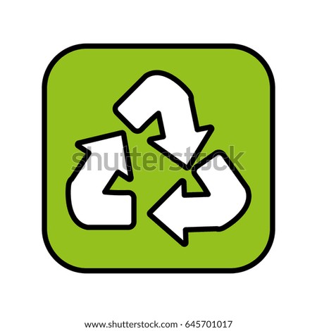 color silhouette image cartoon green square with recycle symbol