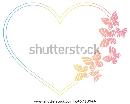 Beautiful gradient frame with butterflies. Copy space. Raster clip art