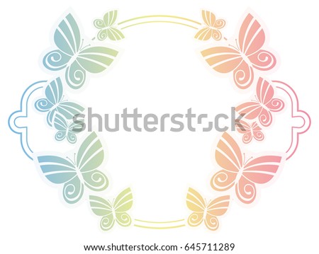 Beautiful gradient frame with butterflies. Copy space. Raster clip art