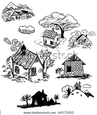 Houses and Barns Doodles
