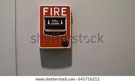 Fire alarm for pull down in office building, Bangkok Thailand