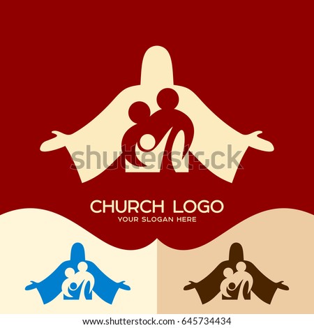 Church logo. Cristian symbols. Family in Christ Jesus Royalty-Free Stock Photo #645734434