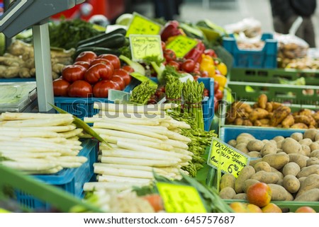 Fresh long white Radish with mixed vegetables in the market  