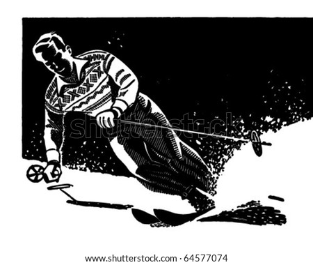 Stylish Skier - Retro Clipart Illustration