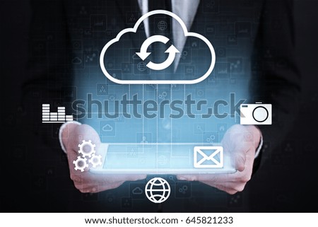 Cloud technology. Data storage. Networking and internet service concept.