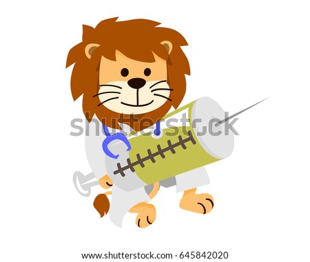 Cute Isolated Lion in Uniform Illustration, Suitable for Education, Card, T-Shirt, Social Media, Print, Book, Stickers, and Any Other Kids Related Activities - Doctor