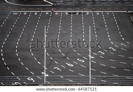 Ferry terminal asphalt area with marking lines and numbering