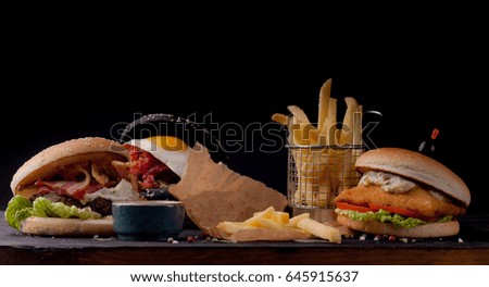 burgers and potato wedges
