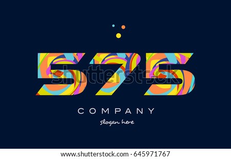 575 number digit numeral logo colored colorful rainbow acrylic modern creative vector icon design template