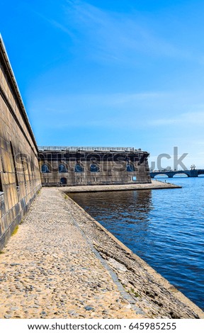 Peter and Paul fortress wall at Neva river in Saint-Petersburg, Russia