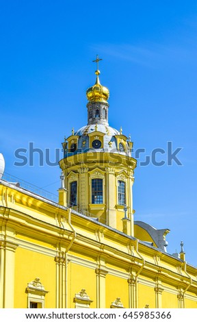 Peter and Paul Cathedral tower in Peter and Paul fortress in Saint-Petersburg, Russia