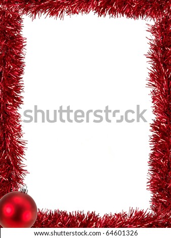 Christmas Tinsel as a border isolated against a white background