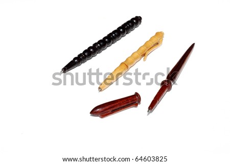 Wooden pens isolated on white