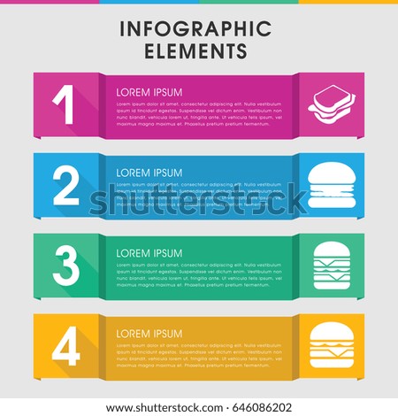 Modern cheeseburger infographic template. infographic design with cheeseburger icons includes sandwich. can be used for presentation, diagram, annual report, web design.