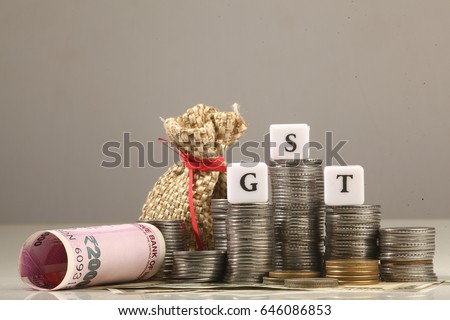 New Currency and Goods and Service Tax , GST tax  Royalty-Free Stock Photo #646086853