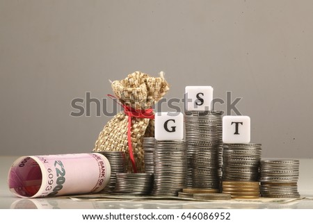 New Currency and Goods and Service Tax , GST tax  Royalty-Free Stock Photo #646086952