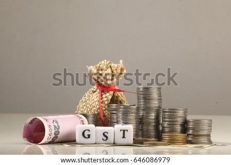 New Currency and Goods and Service Tax , GST tax  Royalty-Free Stock Photo #646086979