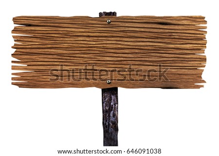 Empty wooden sign on white background