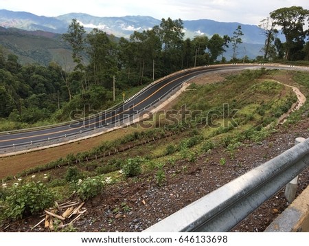 Landscape pictures of roads and mountains