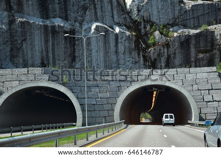 Highway E18, Norway and tunnel.