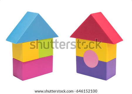 House Home icon, logo, symbol, sign concept from colorful toy blocks isolation on white background with clipping path