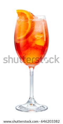 glass of aperol spritz cocktail isolated on white background Royalty-Free Stock Photo #646203382