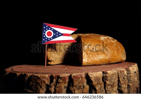 Ohio flag on a stump with bread isolated