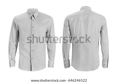 Formal shirt with button down collar isolated on white Royalty-Free Stock Photo #646246522