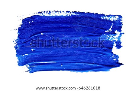 Blue strokes of the paint brush isolated on a white
