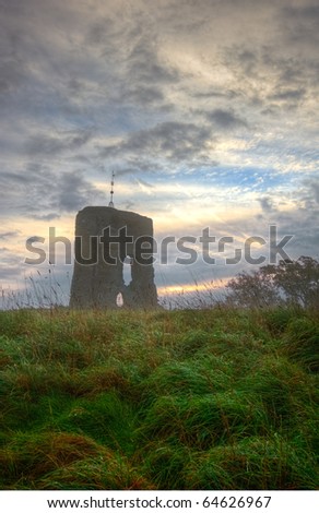 Beautiful English countryside Autumn Fall landscape with ancient ruin in background
