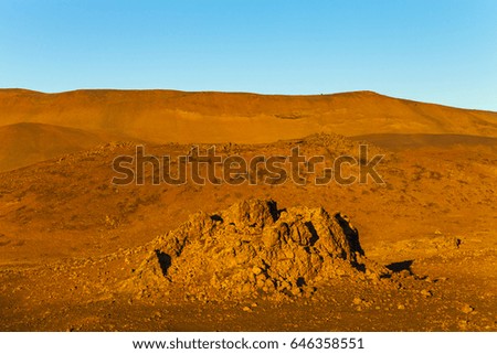 Orange stony deserted landscape of Iceland.