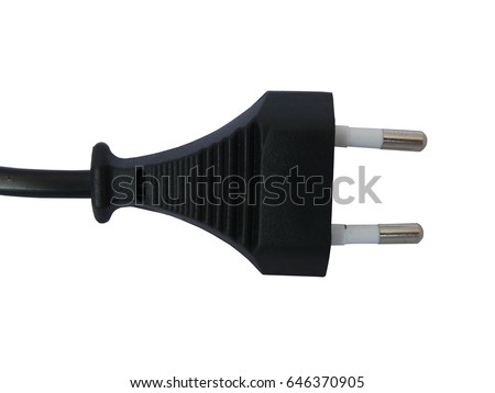 Power Plug European (Type C, 2 Pins). Electricity connector isolated on white background Royalty-Free Stock Photo #646370905