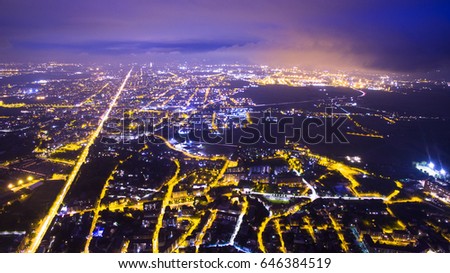 City lights from the sky