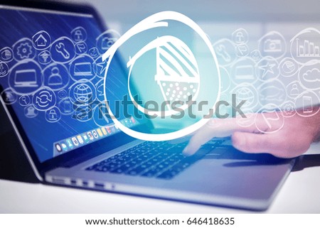 View of a Graphic chart icon going out a laptop - technology concept