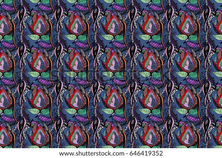 Abstract raster seamless pattern flower design in blue colors. Floral seamless pattern with watercolor effect. Textile print for bed linen, jacket, package design, fabric and fashion concepts.