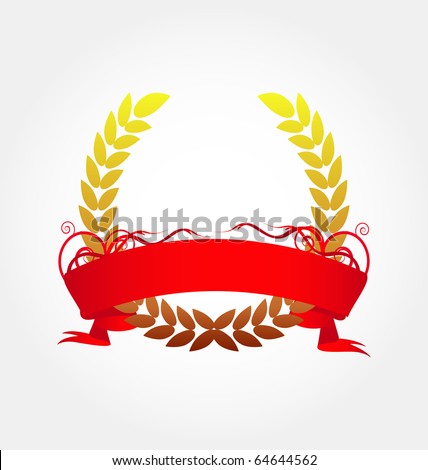 Laurel wreath with red ribbon