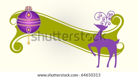 christmas banner bauble and reindeer