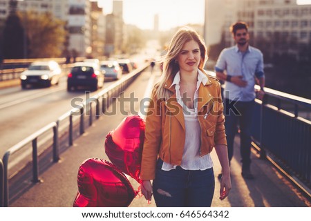 Sad couple breakup relationship after argument Royalty-Free Stock Photo #646564342