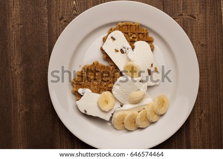 Ice cream and waffle