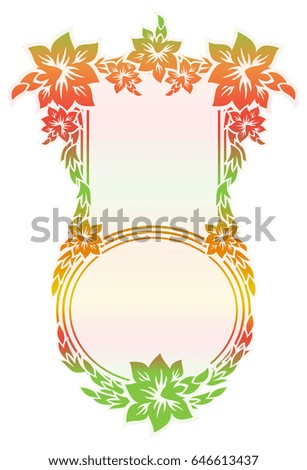 Beautiful frame with gradient filled. Color elegant flower frame for advertisements, flyer, web, wedding and other invitations or greeting cards. Raster clip art.