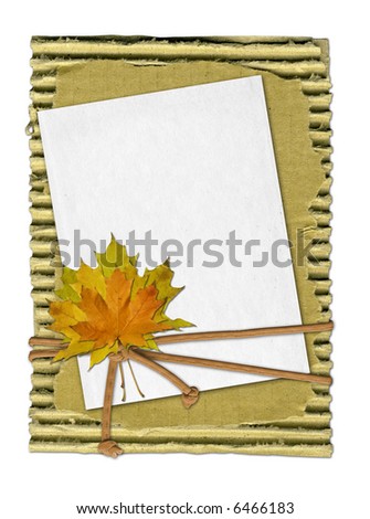 autumnal frame with armful of leaves