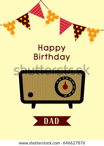 happy birthday greeting to dad with vintage radio graphic