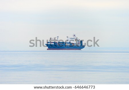 Industrial ship full of containers in the sea