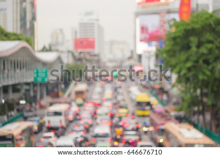Circle background bokeh images and the world's busiest traffic conditions.