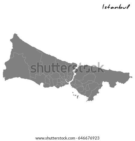 High quality map of Istanbul with borders of the regions Royalty-Free Stock Photo #646676923